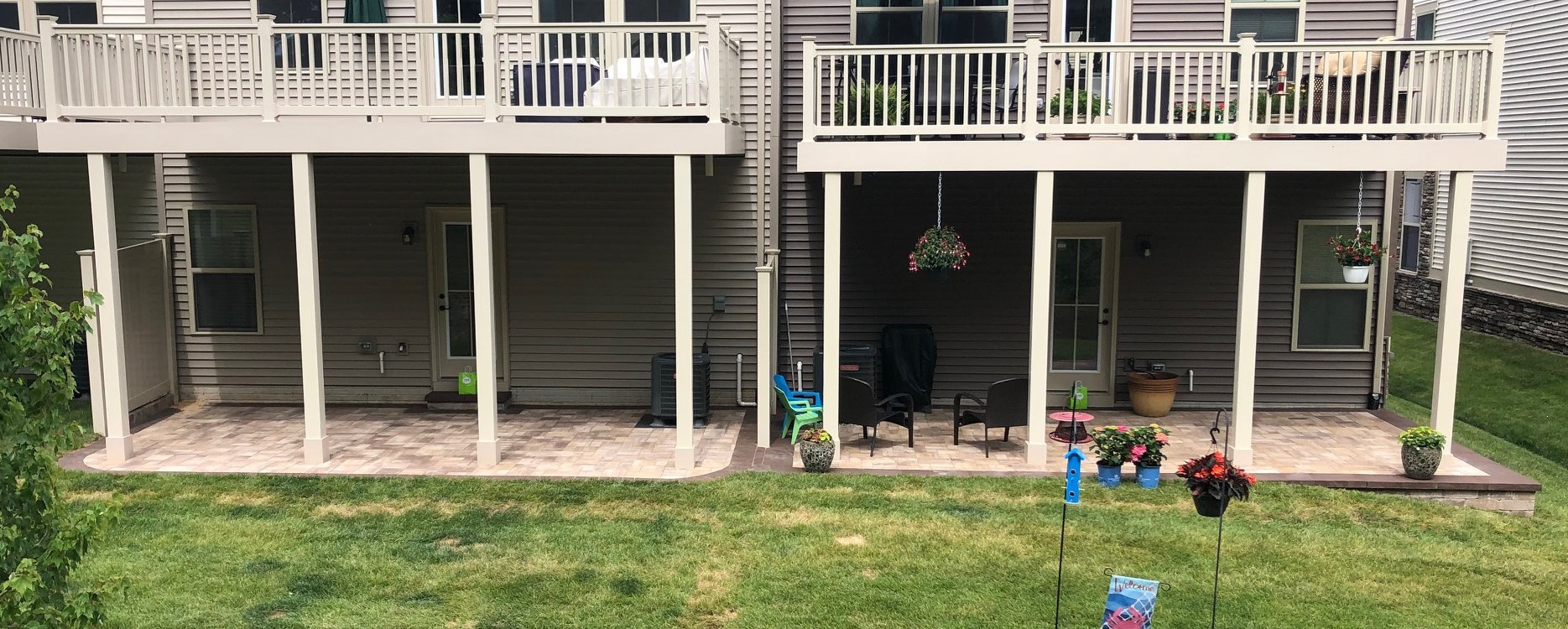 Double UnderDeck Patio Installed in Millersville, Maryland Three Little Birds Hardscaping