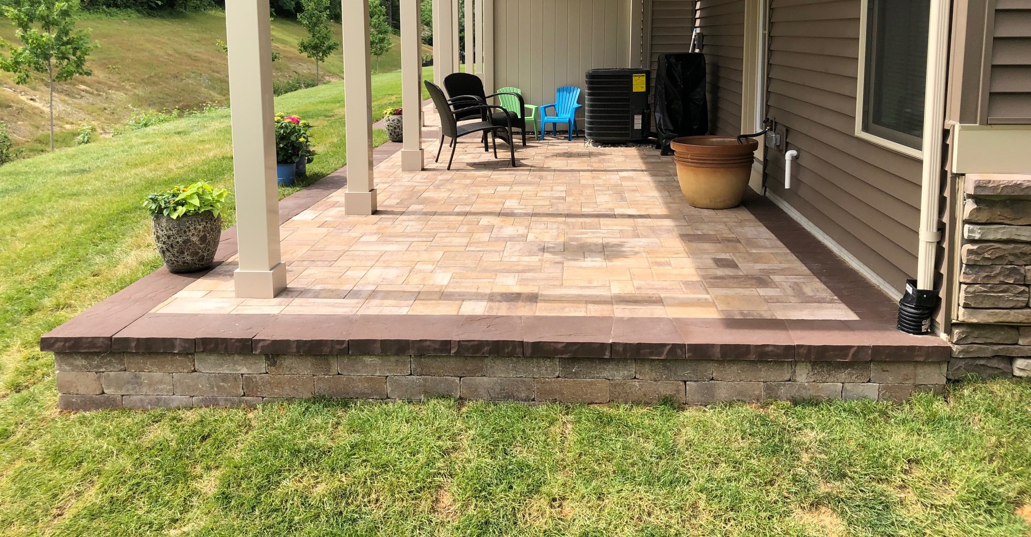 Double UnderDeck Patio Installed in Millersville, Maryland Three Little Birds Hardscaping