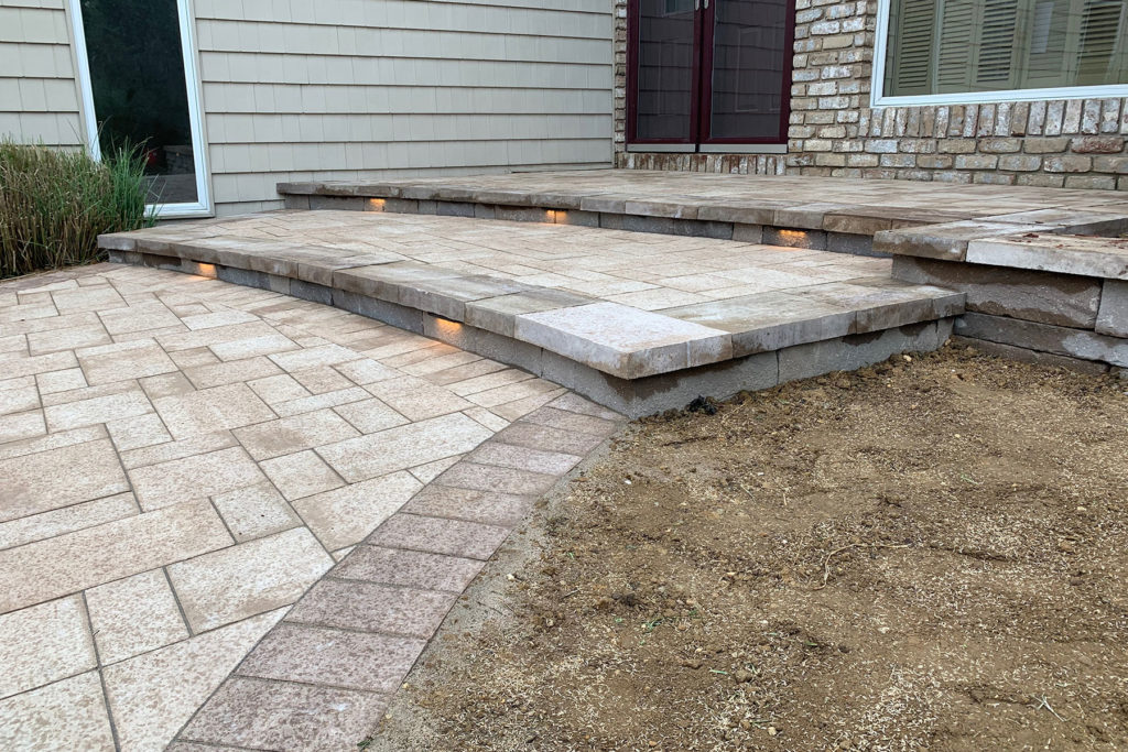 wide paver steps to front entry