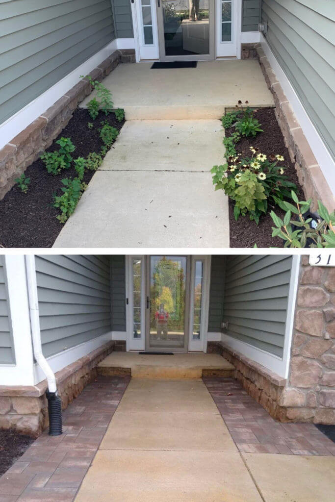 before and after walkway