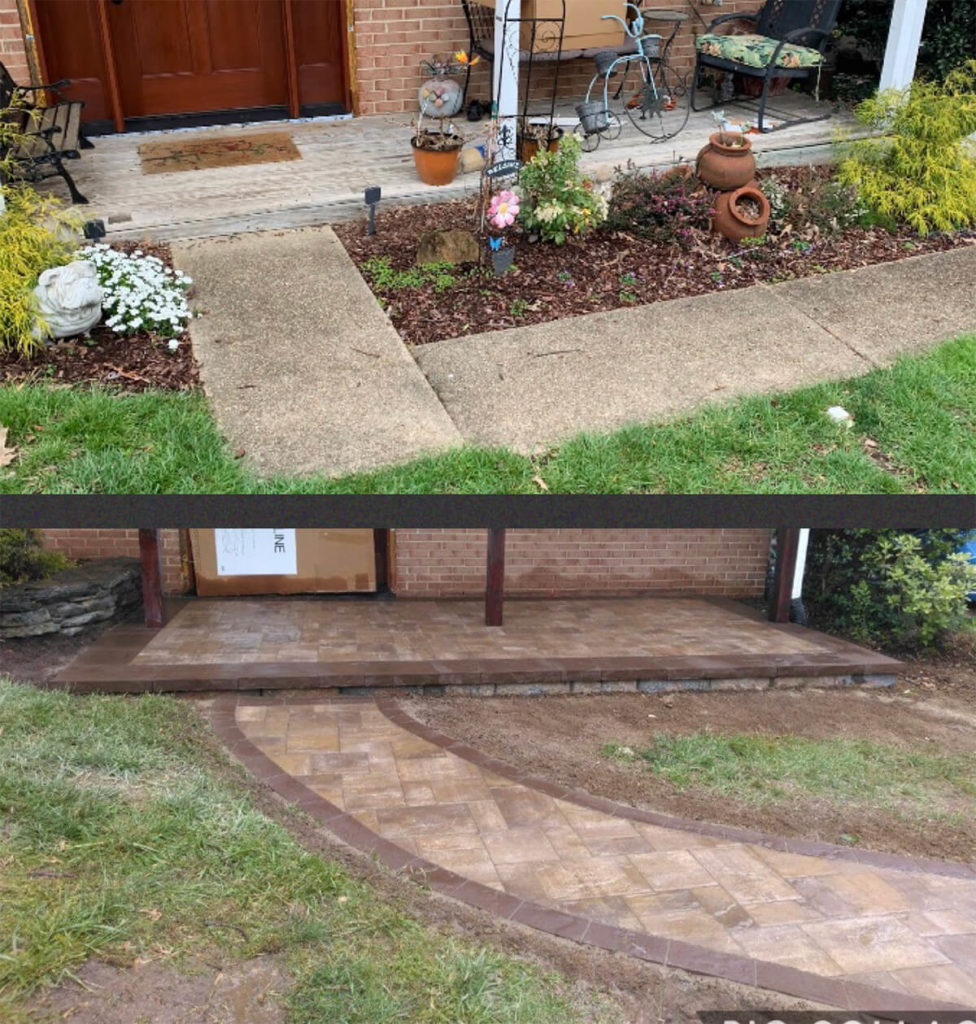 Before and After of walkway and porch