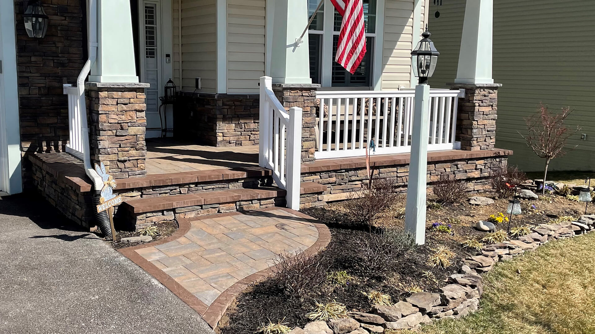 Front Porch Overlay in Millersville Three Little Birds Hardscaping