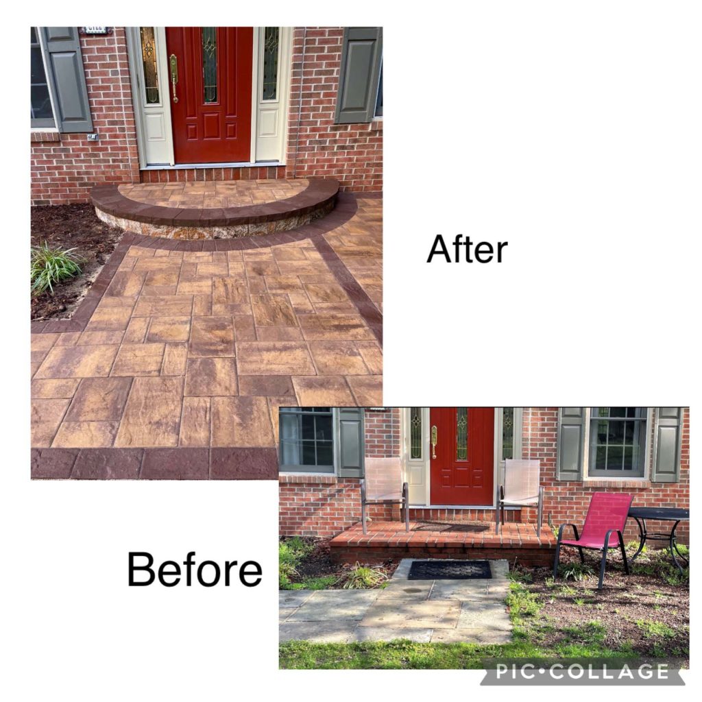 Arnold Front Porch Pavers before and after