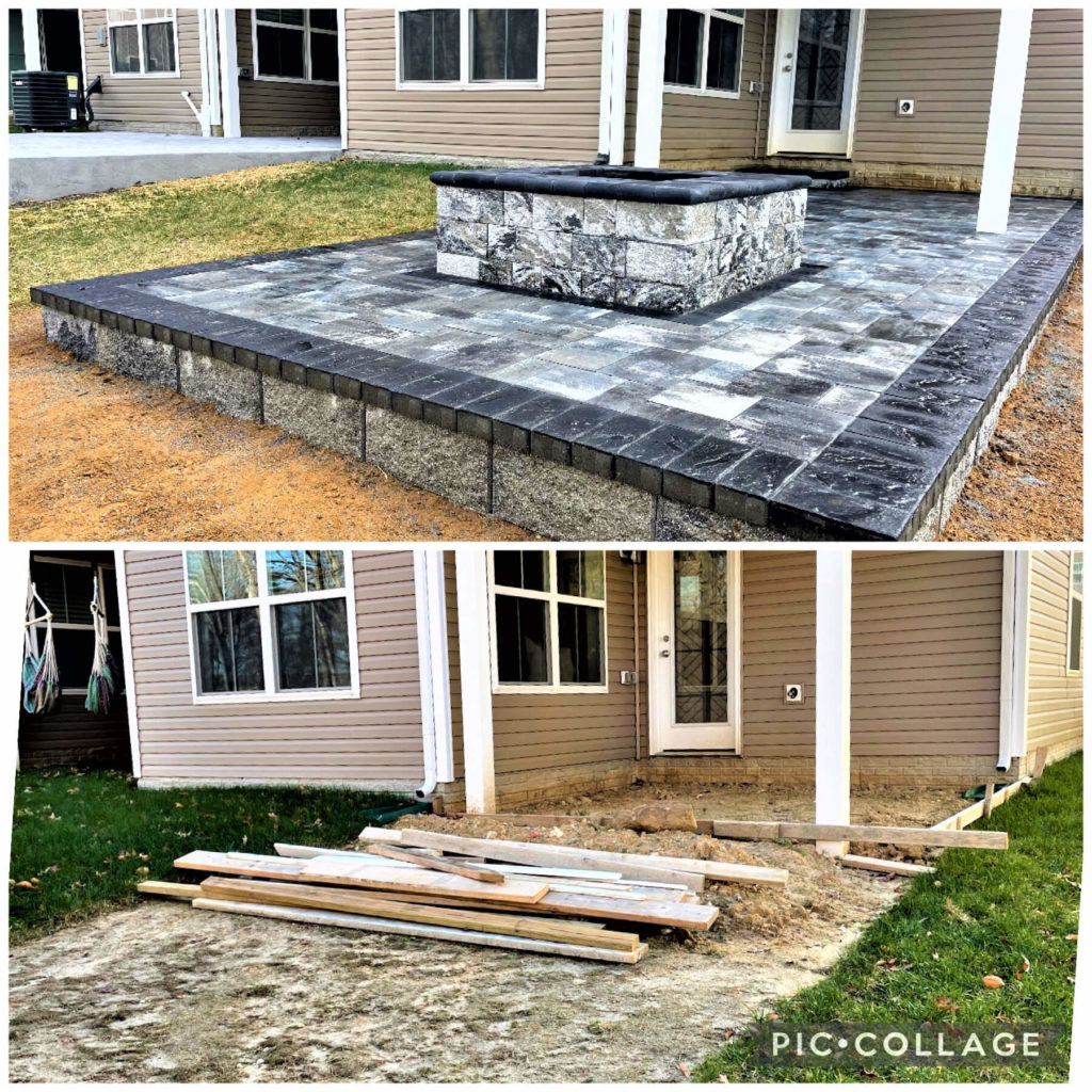 Gambrills Paver Patio and Fire Pit Before and After