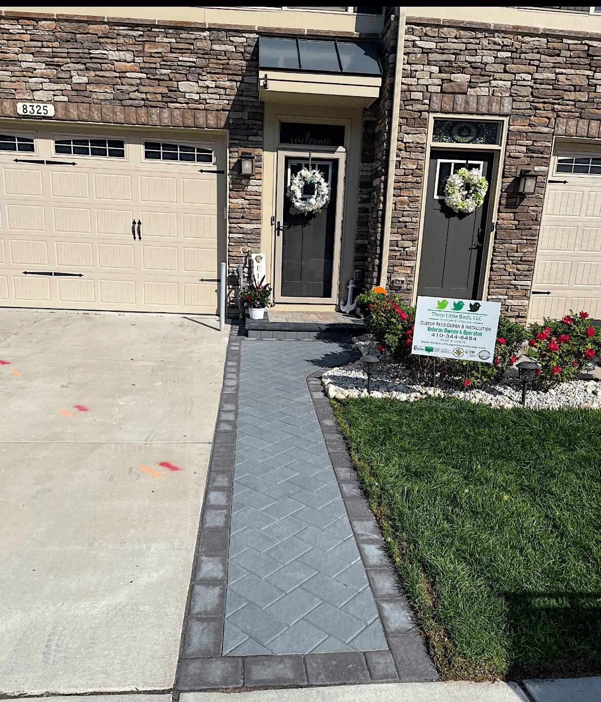 Millersville Paver Sidewalk and Porch Overlay Three Little Birds