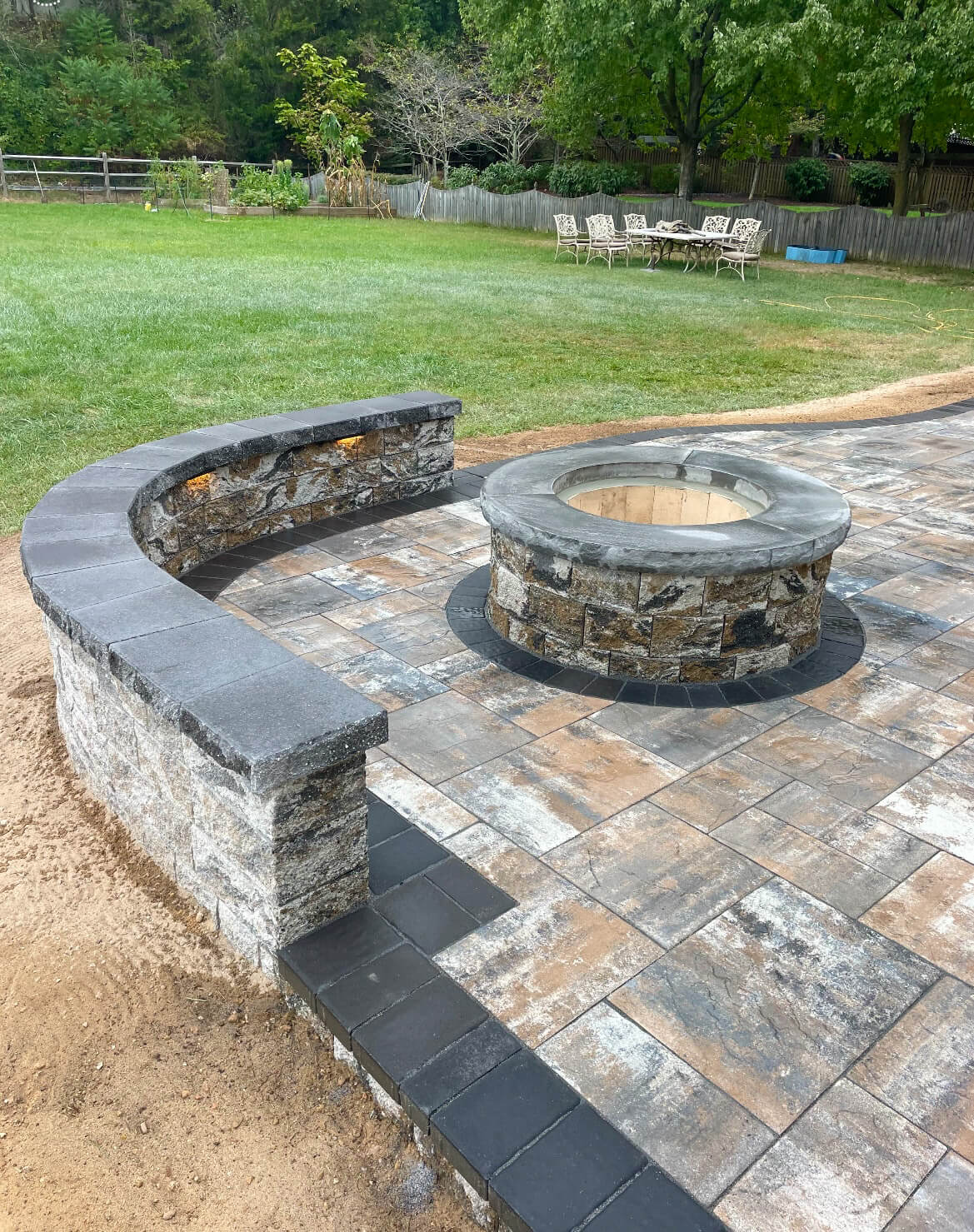 Paver Patio, Fire Pit, Sitting Wall In Millersville - Three Little 