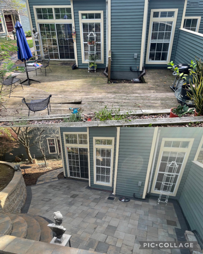Annapolis Paver Patio with Retaining Wall Before and After