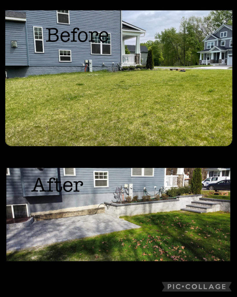 Millersville retaining wall before and after